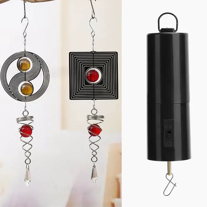 Moteur rotatif noir pour le vent, accessoire de décoration de jardin, mobile à piles, tendance