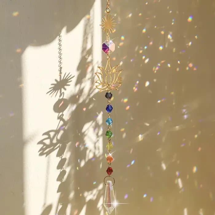 Attrape-soleil en cristal Lotus, cristaux suspendus, vitrail, décoration extérieure, fabricant d'arc