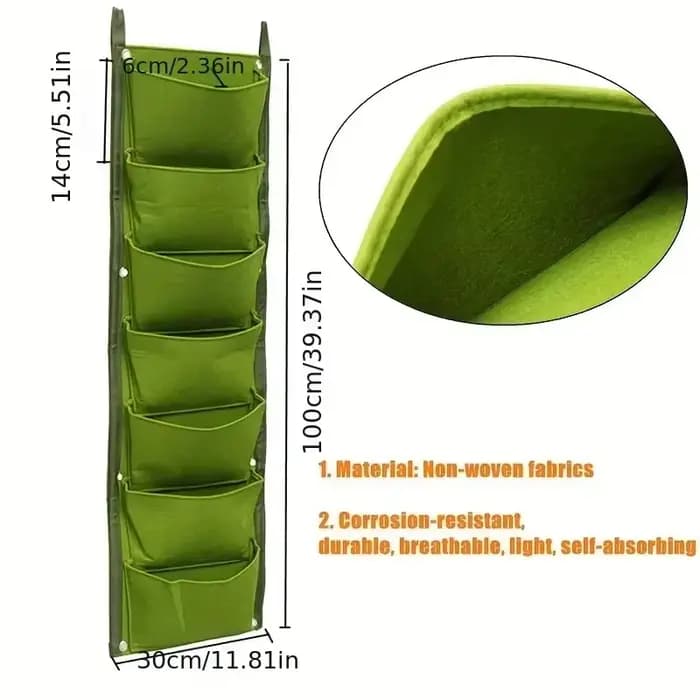 Sac de plantation vertical en tissu feutré, 7 poches, jardinière de jardin extérieure, pot de fleurs