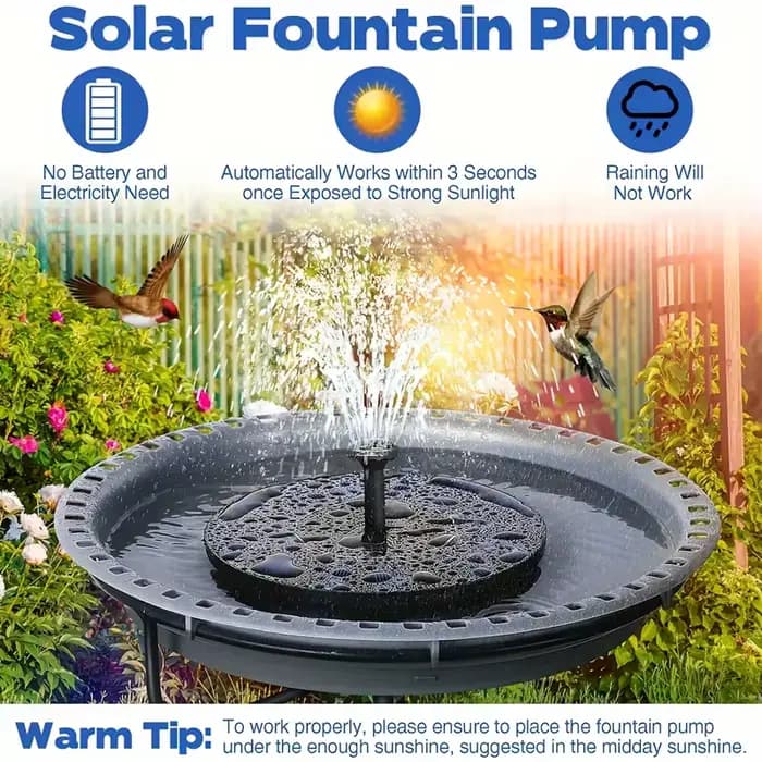 Pompe à eau de fontaine solaire 2.5W, pour bain d'oiseaux, étang, piscine, aquarium, pompe extérieur