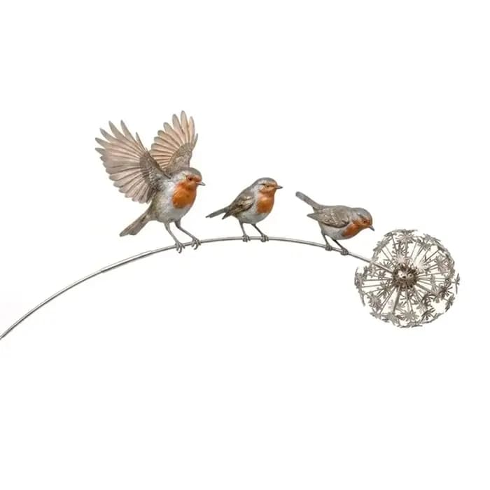 Décoration de jardin en métal, Robin et Pissenlit, Ornement commémoratif extérieur résistant à la ro