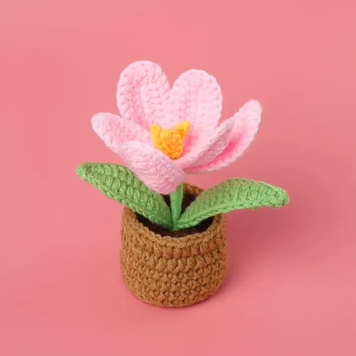 Tulipe Crochet fleurs Pot mignon tricot fleur créative Crochet plante Pot tulipes tricot fleur voitu