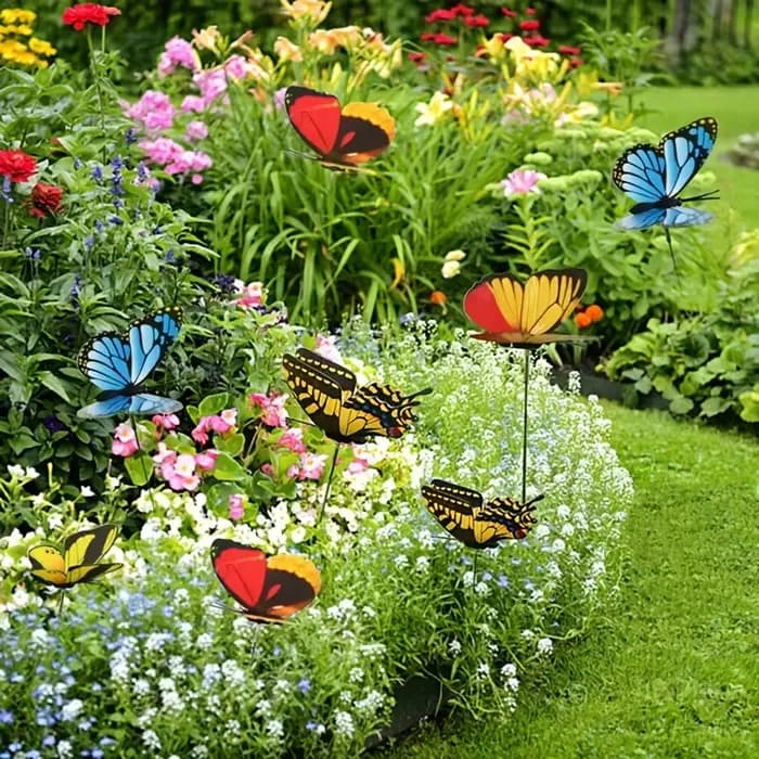 Piquets de décoration papillon artificiels 3D, 10/20/50 pièces, jardinière de cour, Pot de fleur, dé