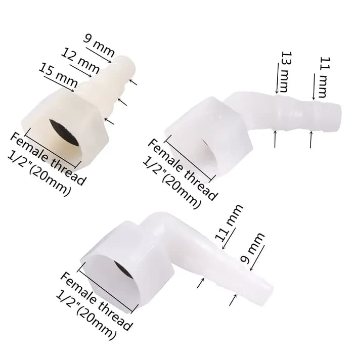 Connecteurs de réservoir d'eau à filetage femelle 1/2 ", ID 9 ~ 13mm, Joints de sortie de réservoir