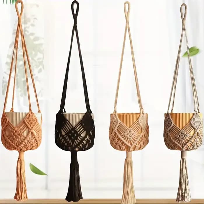 1 pièce Support de plante en macramé style bohème pour plantes succulentes d'intérieur et d'extérieu