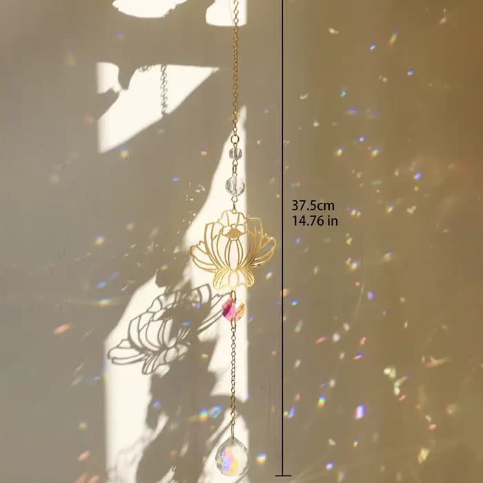 Attrape-soleil en cristal Lotus, cristaux suspendus, vitrail, décoration extérieure, fabricant d'arc