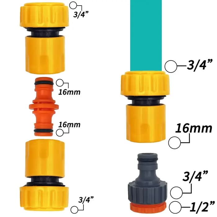 Connecteur de réparation de tuyau d'arrosage 3/4 1/2 pouces, 6 pièces, raccord rapide pour l'irrigat