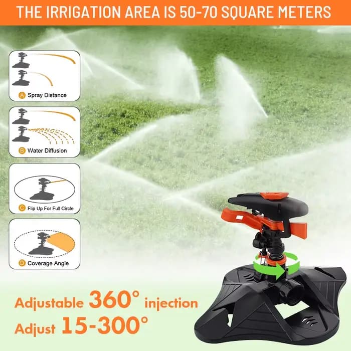 Amélioré 360 ° Arroseurs d'eau d'irrigation de jardin rotatifs automatiques, couverture de grande