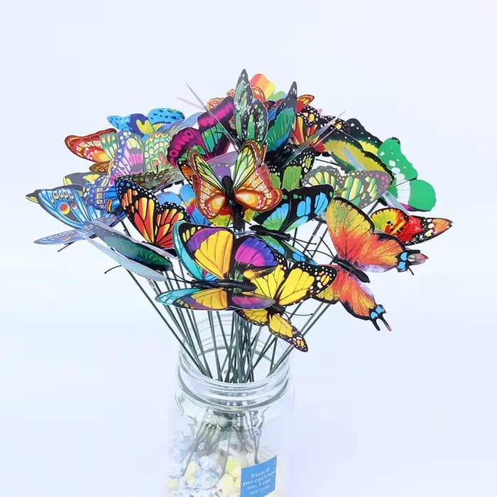Piquets de décoration papillon artificiels 3D, 10/20/50 pièces, jardinière de cour, Pot de fleur, dé