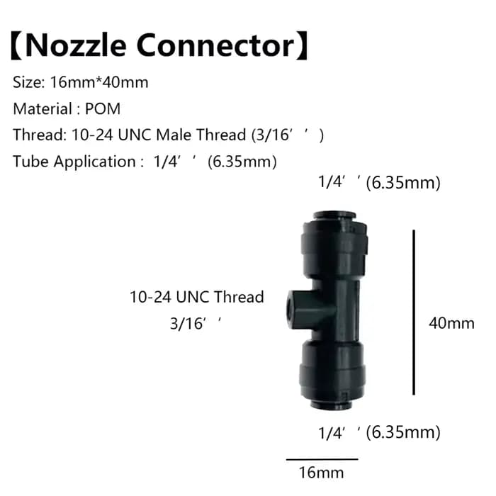 1/4 pousser pour connecter le système de brumisation de jardin extérieur Joint raccord en T coude co