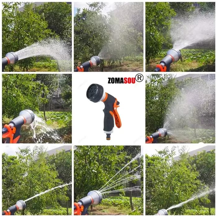 Pistolet d'arrosage de jardin, 8 Modes, pulvérisateur haute pression réglable, buse d'arrosage, plan