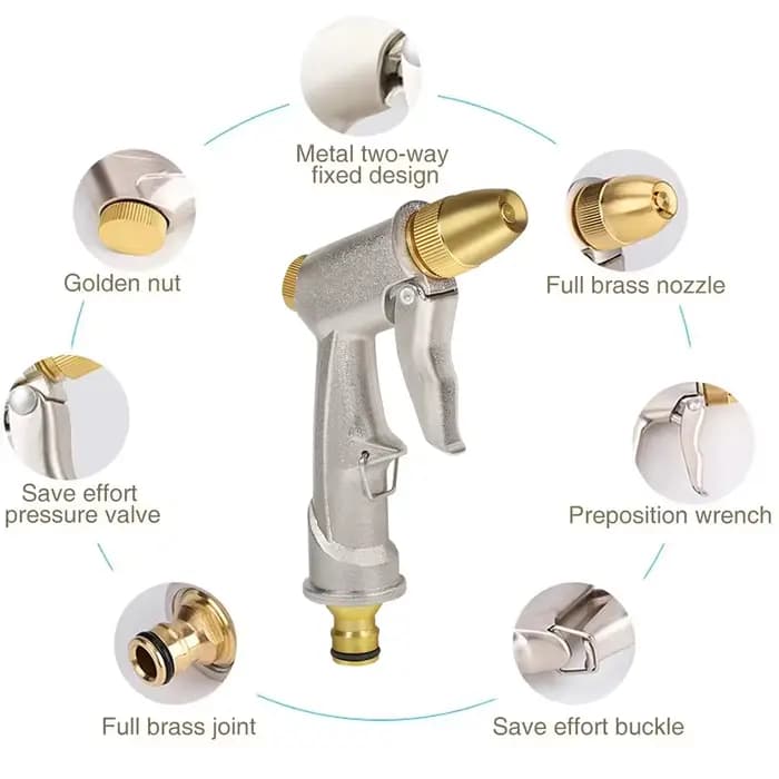 Pistolet pulvérisateur haute pression en métal pour jardin, arrosage de pelouse, lavage de voiture,