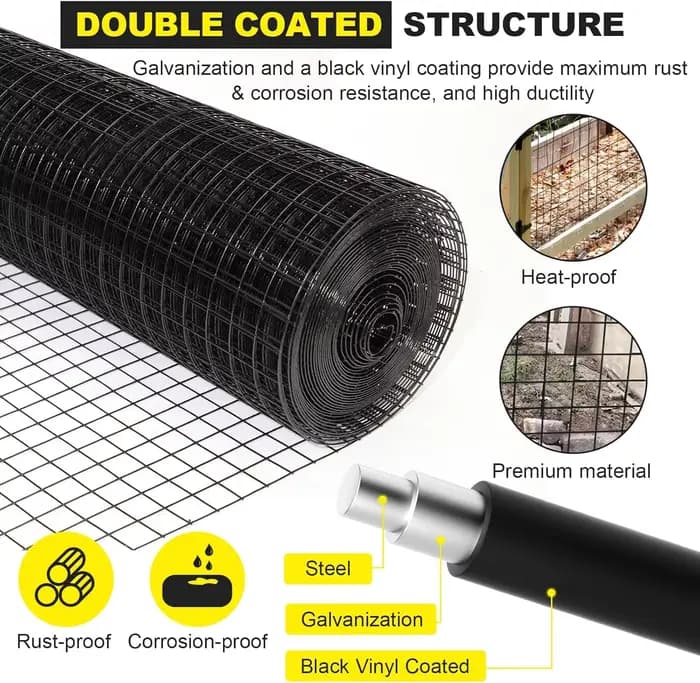 Grille métallique soudée robuste – Acier galvanisé de 36 po x 50 pieds, grilles de 2 po x 3 po (coup