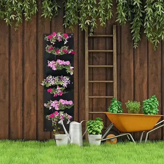 Sac de plantation vertical en tissu feutré, 7 poches, jardinière de jardin extérieure, pot de fleurs