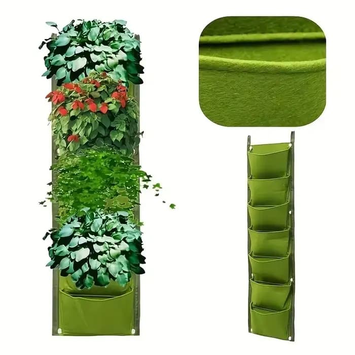 Sac de plantation vertical en tissu feutré, 7 poches, jardinière de jardin extérieure, pot de fleurs