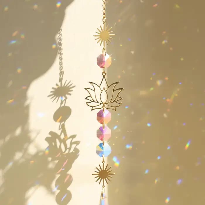 Attrape-soleil en cristal Lotus, cristaux suspendus, vitrail, décoration extérieure, fabricant d'arc
