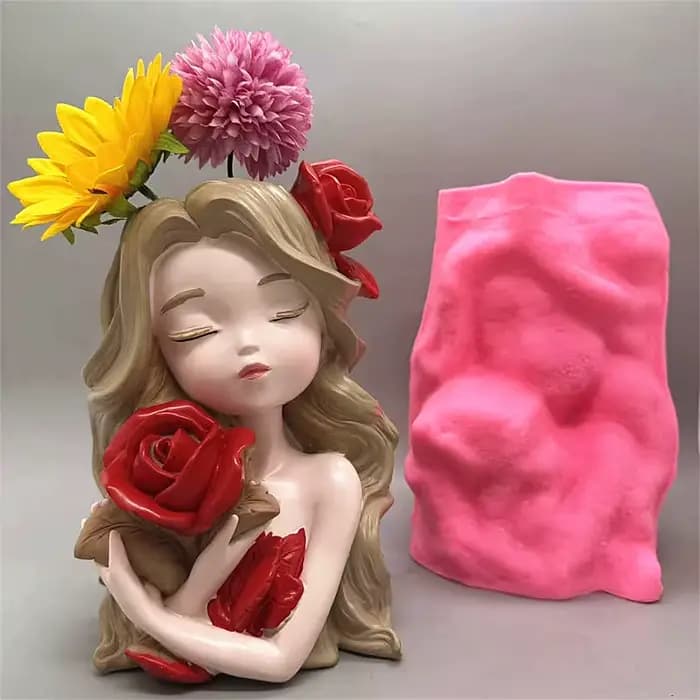 Moule en Silicone pour fille Rose, créatif et mignon, Pot de fleur, bricolage utilisé pour fabriquer