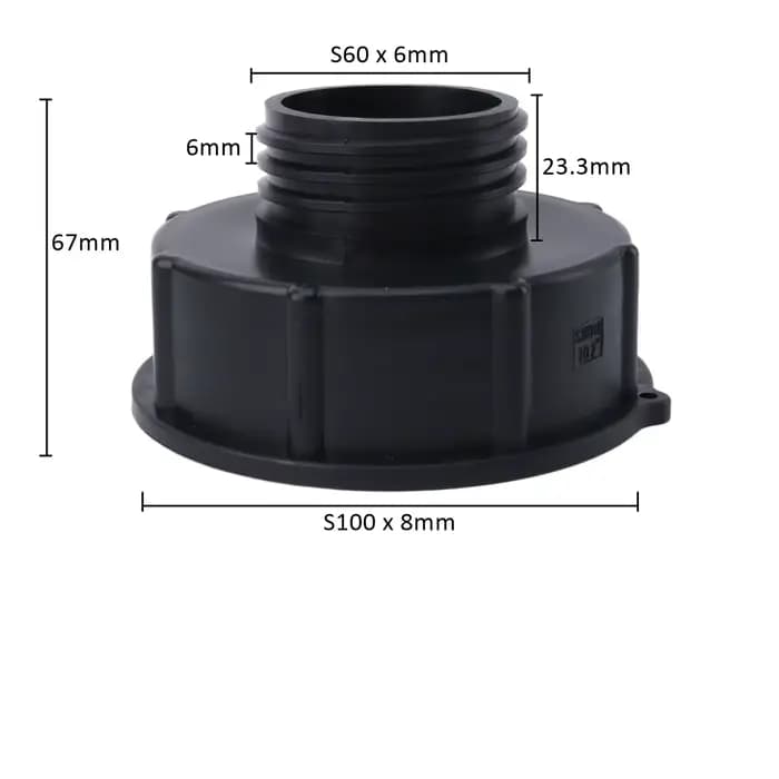 Adaptateur de réservoir IBC de 1000 litres, S60 x 1/2 "3/4' 1" 1.5 2 "S100, connecteur fileté, Joint