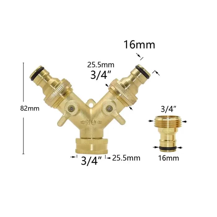 Séparateur de tuyau d'arrosage en laiton de 3/4 pouces, robinet à 2/4 voies, connecteur d'arrosage d