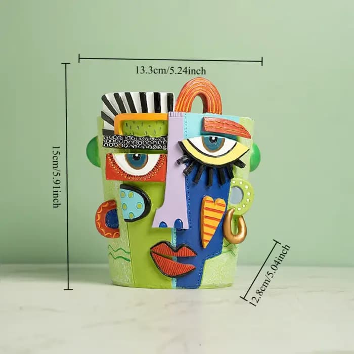 Pot de fleurs décoratif abstrait en forme de visage, style Picasso, pour plantes succulentes, orneme