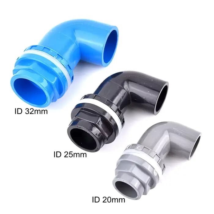 I.D20 ~ 50 mm PVC Aquarium 90 ° Connecteur de Drainage coudé, Joints de débordement d'aquarium, tu