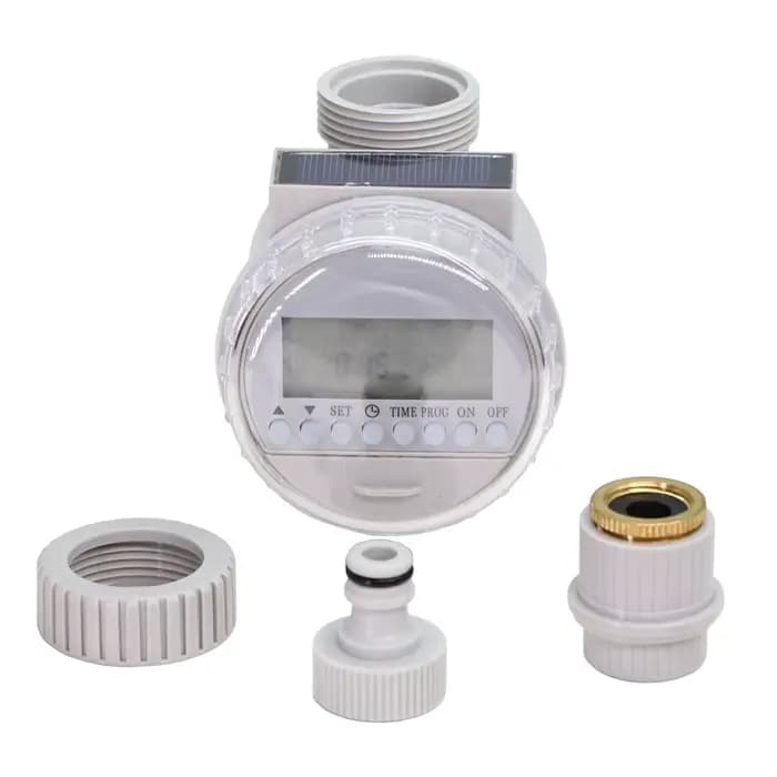 Minuterie d'eau à énergie solaire grise, contrôleur d'électrovanne d'irrigation, étanche, économie d