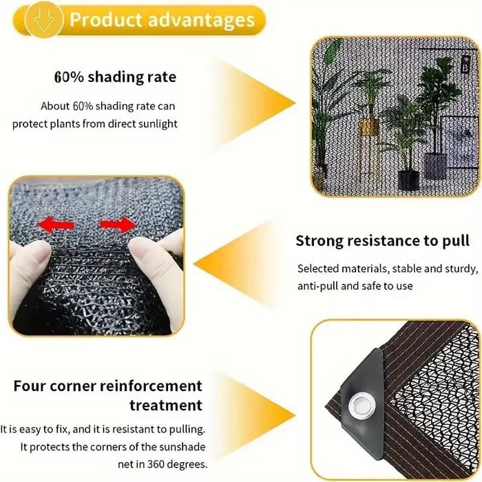 Filet pare-soleil noir, couverture de serre de plantes, clôture en maille, écran de confidentialité,
