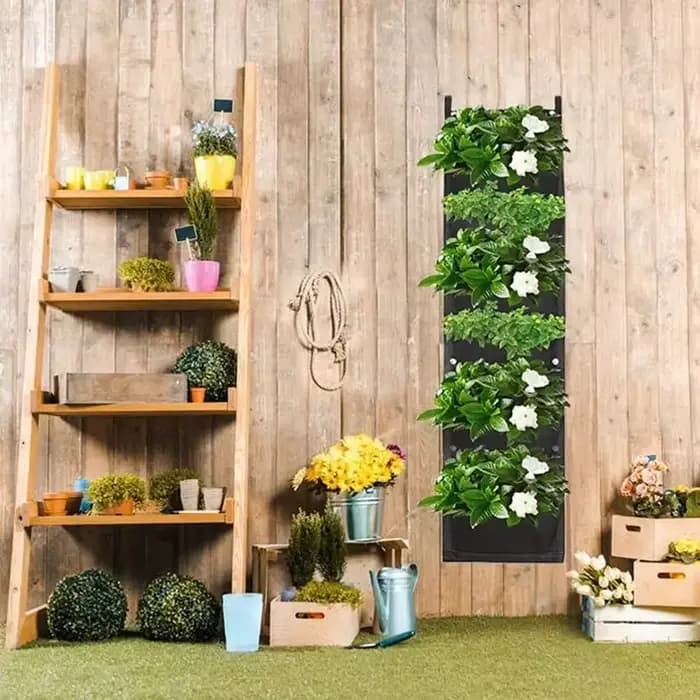 Sac de plantation vertical en tissu feutré, 7 poches, jardinière de jardin extérieure, pot de fleurs