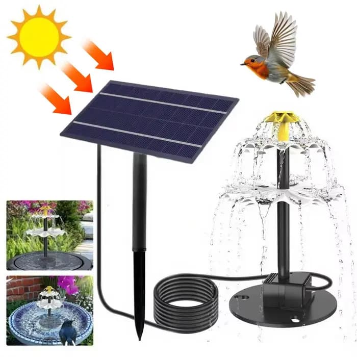 Fontaine solaire d'extérieur, fontaine à eau solaire pour patio, fontaine à eau solaire pour bain d'