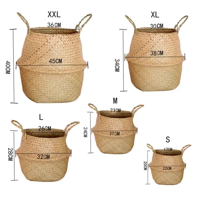 Tissé sale stockage jonc de mer osier rotin suspendu Pot de fleur plante organisateur jardin Gadgets