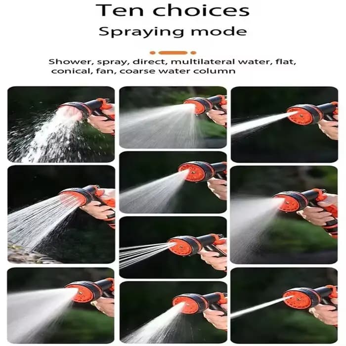 Pistolet à eau haute pression 10 modes pour lavage de voiture, arrosage de jardin, nettoyage extérie