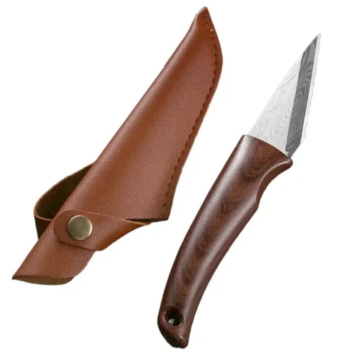 Couteau de greffage Sharp avec manche en bois et étui en cuir, outil de jardin durable pour la boutu