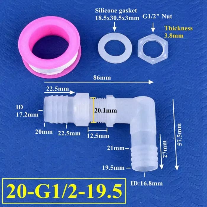 Connecteur coudé perforé G1/2 à 4 ~ 20mm, 1 à 50 pièces, Joint de tuyau de pompe à Air pour Aquarium