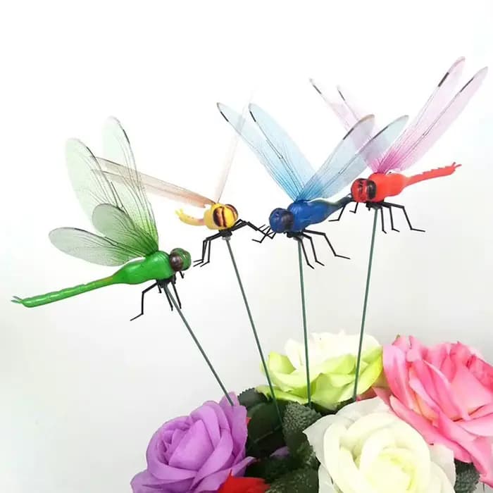 Clip d'insertion de libellule simulé, décoration de jardinage légère, pince à insectes, répulsif d'i