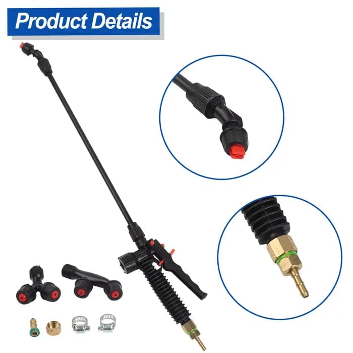 1 ensemble de pulvérisateurs à dos manuels avec lance de pulvérisation, 3 buses, raccords en laiton