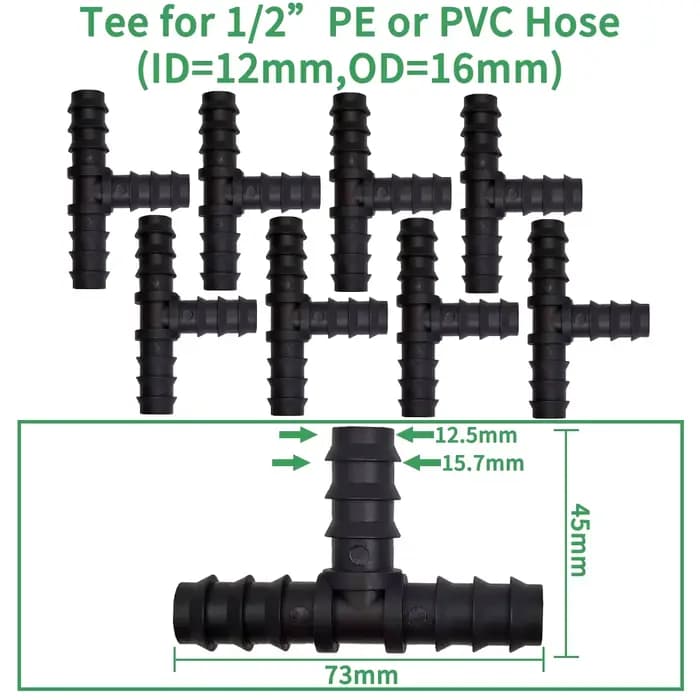 Kit de raccords d'irrigation goutte à goutte 1/2 ", 34 pièces, bouchon coudé en T droit pour tube de
