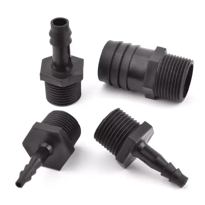 Raccord Pagode Noir G1/2'' 3/4'' à Filetage Externe pour Aquarium, Connecteur Droit pour Tuyau d'Irr