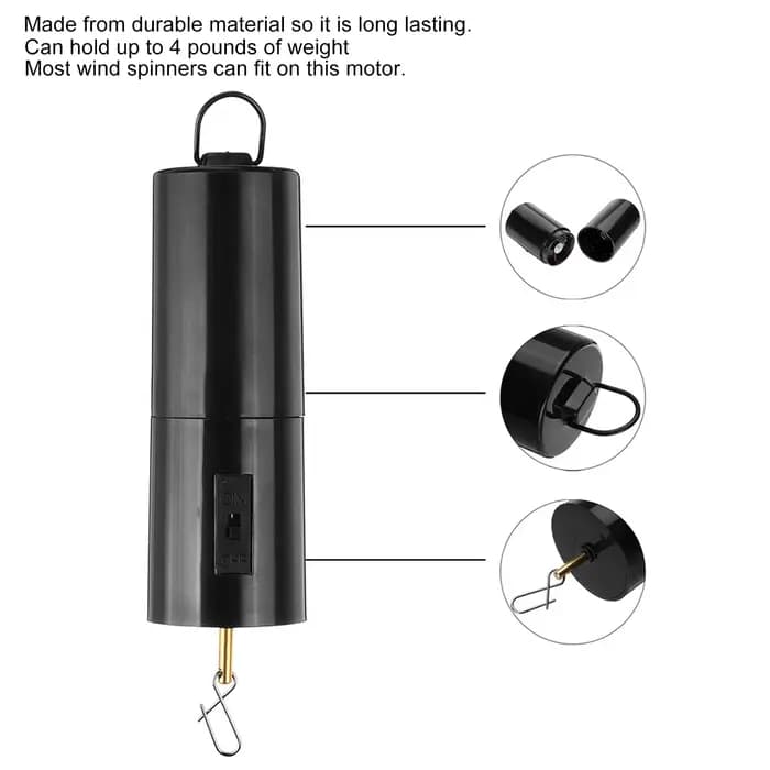 Moteur rotatif noir pour le vent, accessoire de décoration de jardin, mobile à piles, tendance