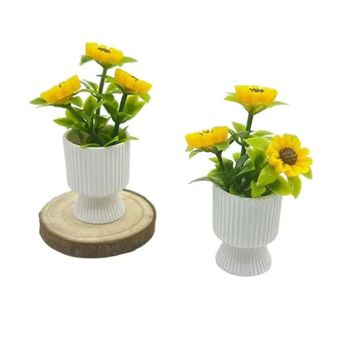 Ornement miniature de plante de tournesol en pot, modèle de décoration pour maison de poupée 1/12, j