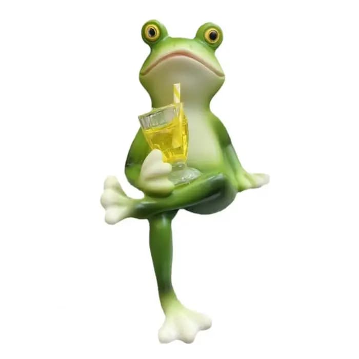 Pot de fleur suspendu de grenouille peint à la main, Figurines d'animaux décoratifs sur pied, orneme