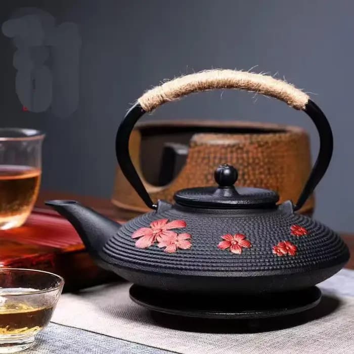 Pot en fer fait à la main de 700ml, théière classique en fonte pour la maison, pour la conservation