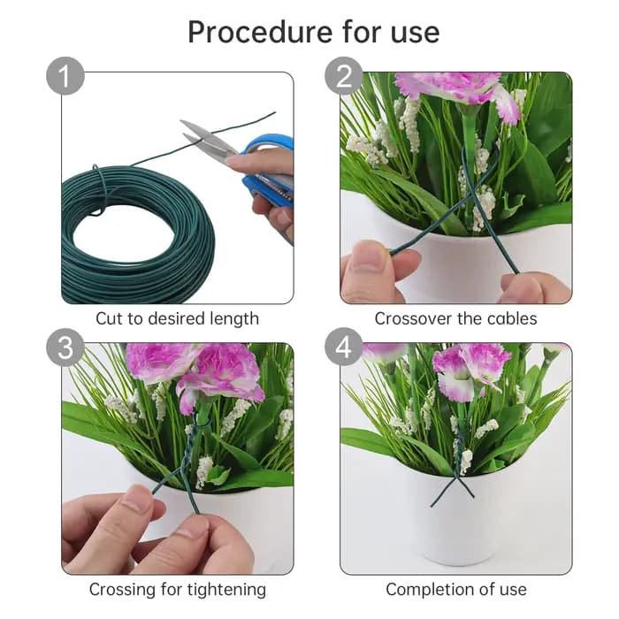 Attaches de jardin en plastique, fil d'attache rond vert de 2mm x 50m pour le jardinage, fil de piég