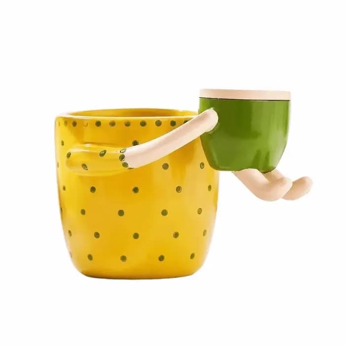 Pot de fleurs en résine parent-enfant avec trous de drainage, vase pour plantes succulentes, pot déc