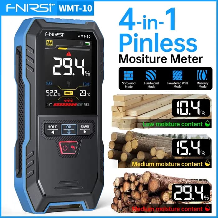 FNIRSI WMT-10 humidimètre inductif pour bois hygromètre détecteur de mur humide pour bois sans conta