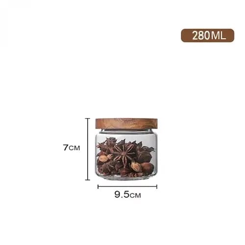 Récipient de cuisine scellé avec couvercle en bois, grand bocal de stockage des aliments, verre tran