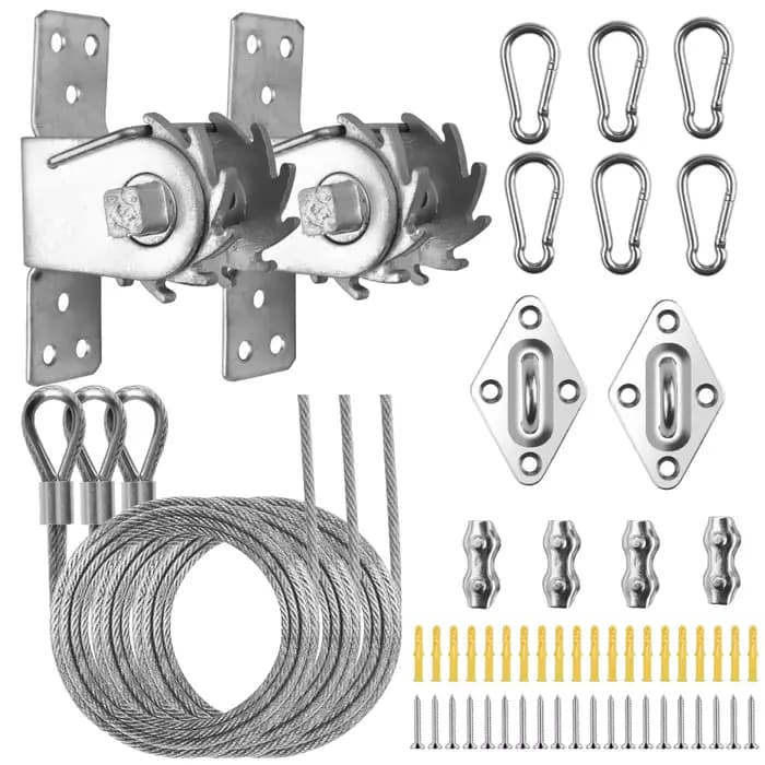 47/60/72Pcs Shade Sail Hardware Kit Wire Rope Anti-Rust Stainless Steel Sun Shade Hardware Kit for T