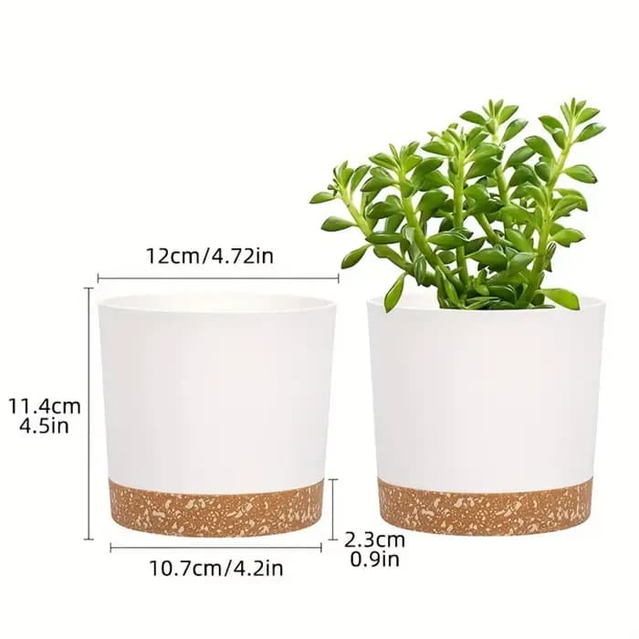 Lot de 4 pots de fleurs ronds de 5 pouces avec fond amovible, pot de fleurs respirant pour la maison