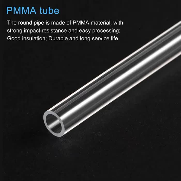 Tuyau acrylique rigide Transparent de 305mm de longueur, 2 pièces, 6mm ID x 8mm OD, tuyau d'eau Tran