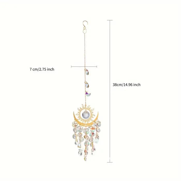 Ensemble d'ornements lumineux de jardin, 1 pièce, attrape-soleil en cristal, flamme, lune, carillon