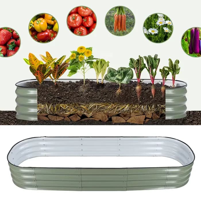 Bac à légumes surélevé en métal, kit de jardinage surélevé, bords arrondis, robuste, facile à instal